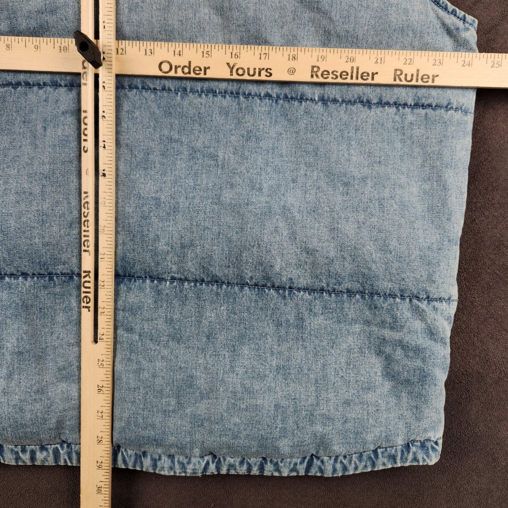 Levis Utility Quilted‎ Denim Vest Mens Large Blue Light Wash Sherpa Lined Puffer - Picture 8 of 9